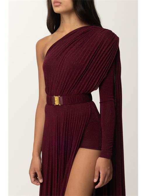 Red carpet one-shoulder dress in pleated lurex jersey ELISABETTA FRANCHI | AB68646E2.CG3